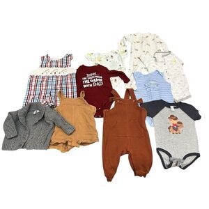 Lot Of 10 Baby Boys Size 3-6 Month Clothes all seasons playsuit sweater overalls